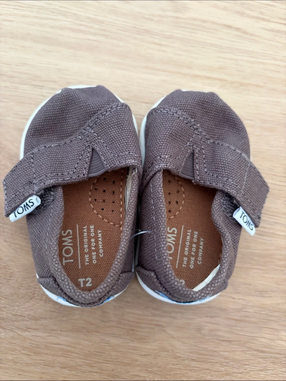 TOMS Brown Canvas Baby Slip-On Shoes Size 2
